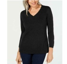 Karen Scott Womens Petite Size PS Black V Neck Luxsoft Pullover Sweater NWT - £10.91 GBP