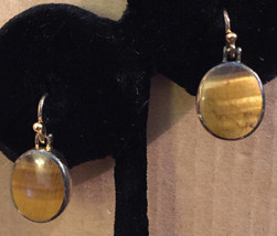 Vintage 1980s Gold Filled Bezel Set Oval Tigers Eye Gemstone Cabochons D... - $30.90