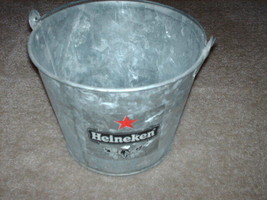 Vintage Heineken Metal Ice Bucket W/ Handle 7&quot; X 6.5&quot; X 9&quot; 24 Years Old - £36.23 GBP