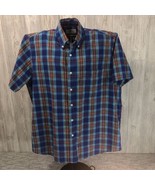 Sun River Mens Shirt XL Short Sleeve Button Up Dress or Casual BLUE RED ... - £11.62 GBP