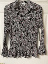 New Fred David Womans Top Plus Size 22/24W Paisley Black Red White - $18.66