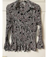 New Fred David Womans Top Plus Size 22/24W Paisley Black Red White - $354.66 MXN