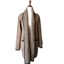 ANN TAYLOR Houndstooth Open Cardigan Long Thick Classic Heavy Woman&#39;s M Pockets - £36.03 GBP