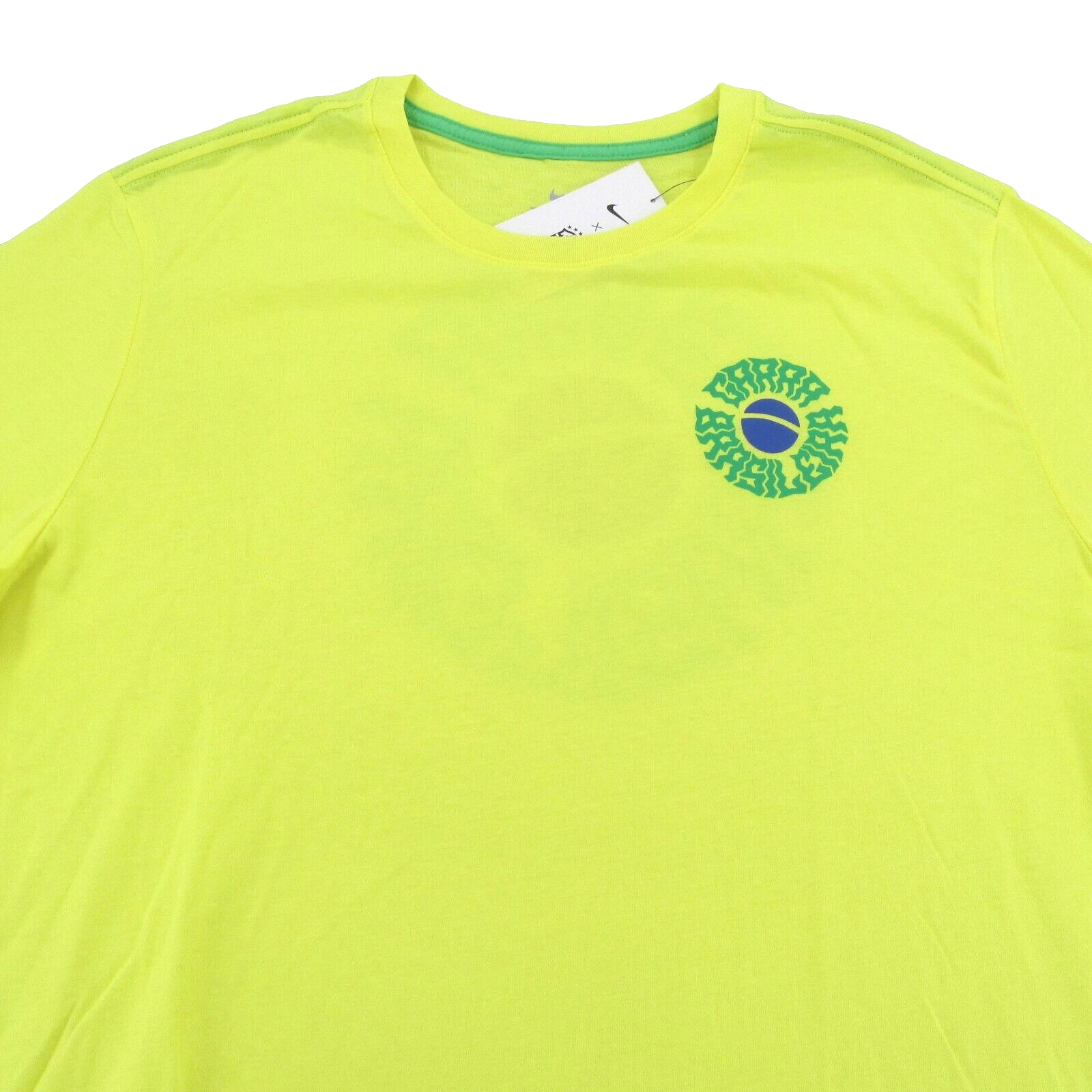 Primary image for Nike Brazil Voice Graphic T-Shirt Mens Size Large Dynamic Yellow NEW DH7662-740