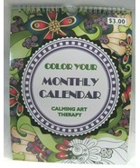 Grown Up Adult Coloring Book Monthly Calendar Calming art Therapy 12 Pages - £2.35 GBP