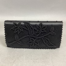 Schildkraut Handmade Black Beaded Floral Clutch Wristlet Wallet - $14.84