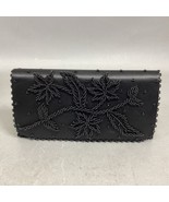 Schildkraut Handmade Black Beaded Floral Clutch Wristlet Wallet - €12,78 EUR