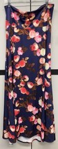 NEW LuLaRoe XL Navy Blue Pink Cream Peach Brown Floral Scuba Maxi Skirt Dress - £32.13 GBP