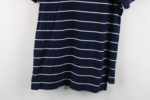 Vintage 90s Ralph Lauren Mens Medium Faded Striped Collared Golf Polo Shirt Blue Item image 14