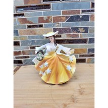 Vintage Lefton Southern Belle Planter, Yellow Dress, Flower Basket, Hat - £21.56 GBP