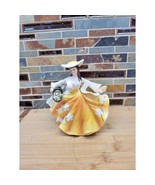 Vintage Lefton Southern Belle Planter, Yellow Dress, Flower Basket, Hat - $28.00