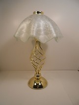 Partylite Paragon Glass &amp; Brass Tea Light Candle Boudoir Lamp Spiral Stem 13.5&quot; - £18.40 GBP