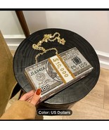 Creative Fashion New Money Clutch Rhinestone Purse 10000 Dollars Stack Bags - €24,03 EUR