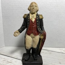 George Washington Still Cast Iron Enamel Piggy Bank Statue Vintage - $134.63