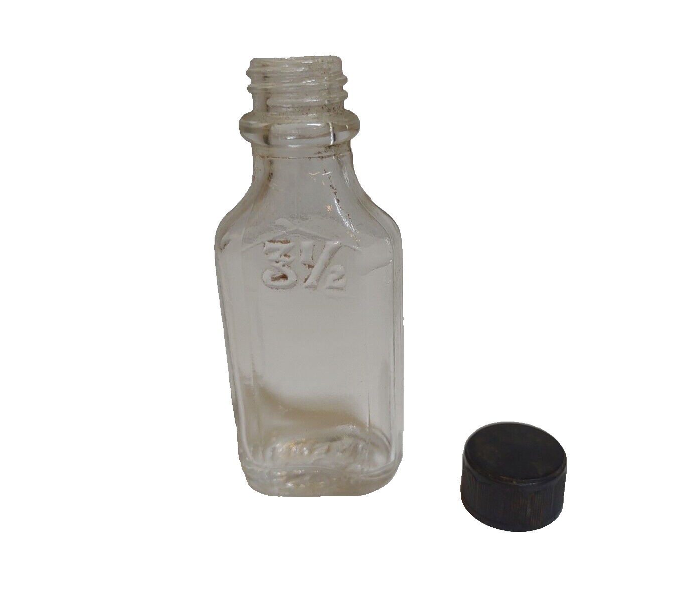 Owens Clear Glass Medicine Bottle Front Embossing 3" Tall Vintage With Cap - £12.25 GBP