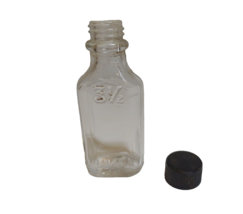 Owens Clear Glass Medicine Bottle Front Embossing 3&quot; Tall Vintage With Cap - £12.28 GBP