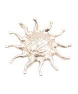 925 Sterling Silver Vintage Brooch Pin CAROLYN POLLACK Carved Sun Face  ... - $251.57 CAD