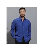 Men&#39;s Linen Shirts Casual Button Down Long Sleeve Shirt Solid Spread  Sh... - €15,40 EUR