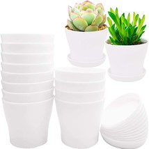 12 Pack 4 Inch White Plastic Planters,Round Flower Plant, Flowers And Cactus - £23.97 GBP