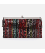 HOBO LAUREN CLUTCH LEATHER WALLET Holiday Stripe Red Luxury Leather, NWT - $158.02