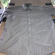 Chaps Men&#39;s Large Striped Dress Shirt Neck 16, Wrinkle Free Button Down,... - $11.87