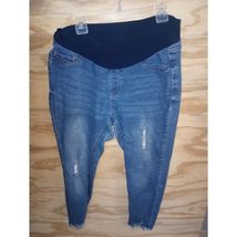 S.O.N.G. Maternity Skinny Jeans Full Belly Band XL Distressed - $9.45