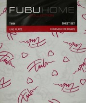 Fubu Hearts 100% Cotton Jersey 3PC Twin Sheets Bedding Set New - £37.37 GBP