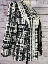 Chicos 1 Open Front Jacket Womens M Abstract Faux Pockets Ikat 3/4 Sleeves - £10.61 GBP
