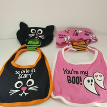 Halloween baby bib headband Set So cute it&#39;s scary Pink You&#39;re My Boo Lo... - £12.65 GBP