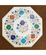 12"  Marble Hand Made Side table  Lapis Lazuli Mother of Pearl Gemstone - $625.00