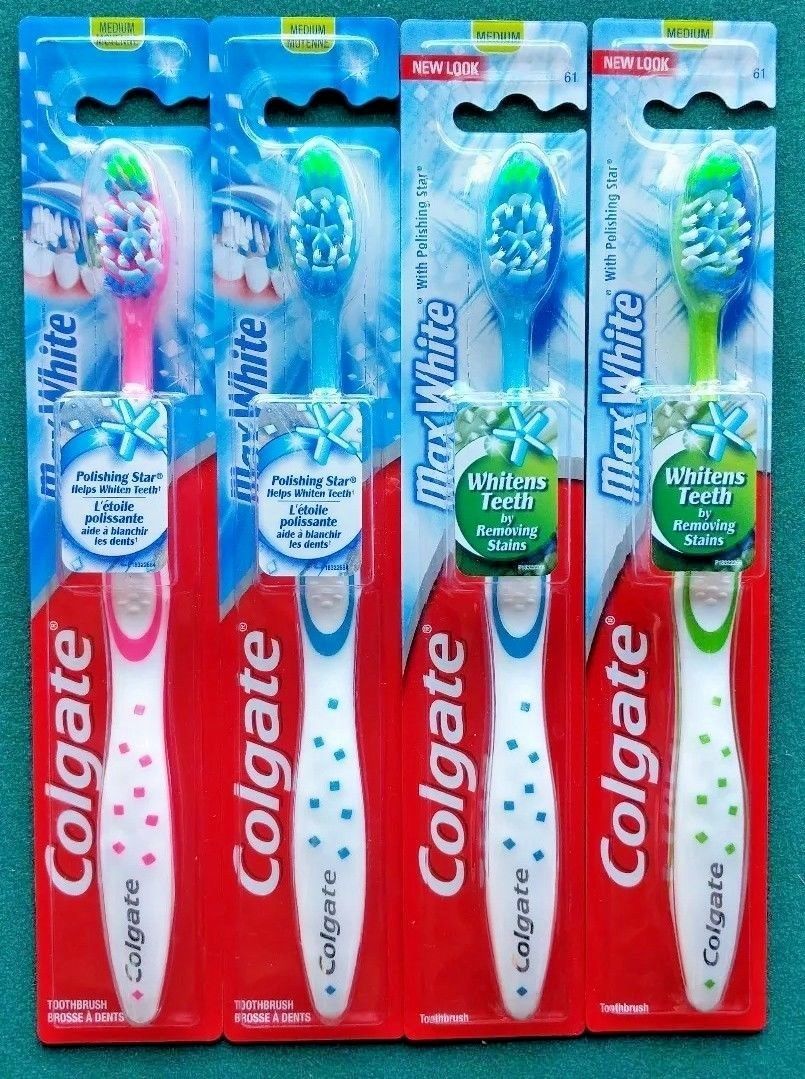 Lot 4 Colgate Max White Medium Bristle Toothbrush Polishing Star #61 - $9.49
