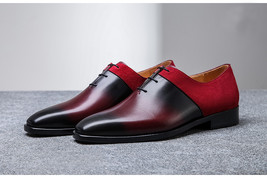 Luxury Men Multi Color Genuine Patent Leather Rounded Derby Toe Handmade Shoes - £115.09 GBP