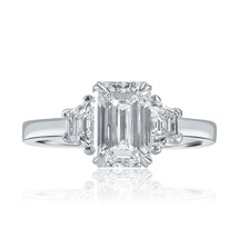 Igi 1.65 Karat E-VS1 Kunstdiamanten Grown Smaragd Schliff Diamantring 14k Weiß - £1,913.65 GBP