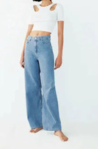 NWT ZARA  HIGH RISE WIDE LEG WILD LAVENDAR SEAMLESS JEAN US 0~~ EU 32 - £47.04 GBP