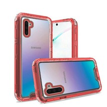 For Samsung Note 10 3in1 High Quality Transparent Snap On Hybrid Case CLEAR/RED - £4.69 GBP