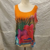 Dressbarn Women&#39;s Orange Floral Tank Top, Size PXL - $24.74