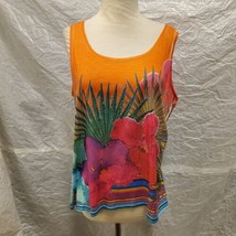 Dressbarn Women&#39;s Orange Floral Tank Top, Size PXL - £19.37 GBP