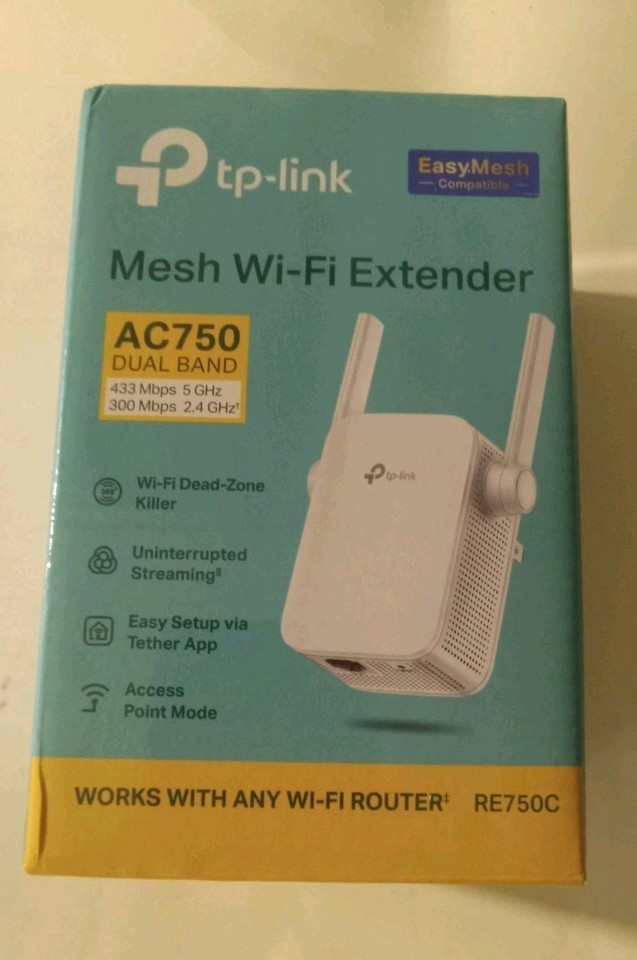 TP-Link RE750C AC750 Dual Band Mesh Wi-Fi Range Extender OPEN BOX - $19.80