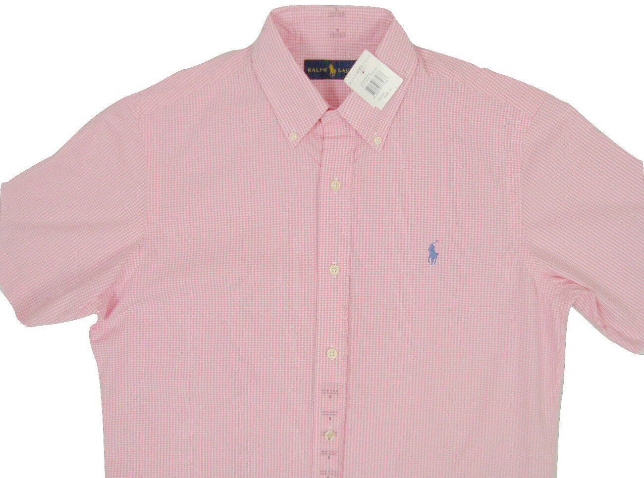 NEW Polo Ralph Lauren Gingham Shirt!  Pink &amp; White  Small Squares  Short... - $44.99