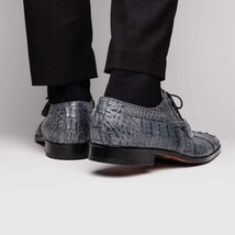 Men's Shoes genuine caiman crocodile dress derby's Tulum Gray image 7