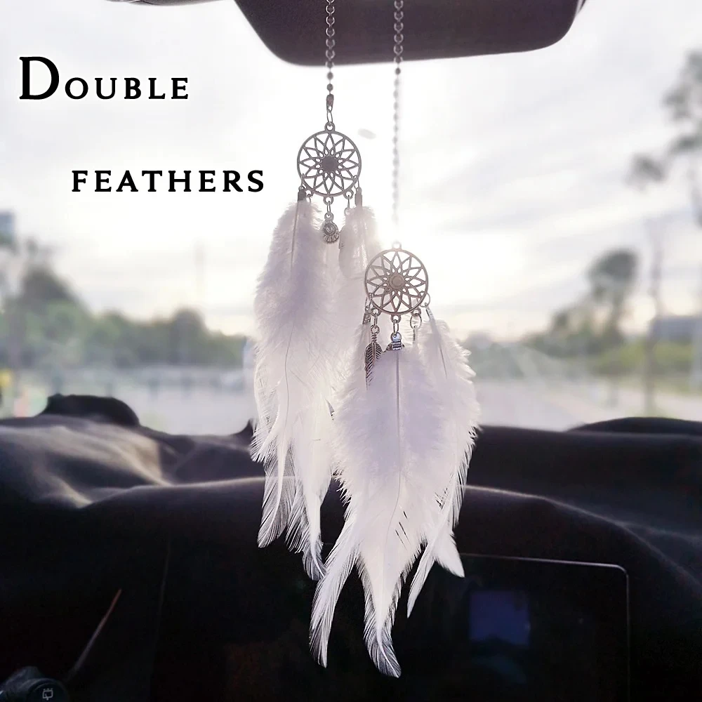 1/2pcs Dream Catcher Car Pendant for Girls Feather Mirror Hanging Pendant Home - £9.30 GBP+