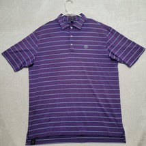Peter Millar Summer Comfort Polo Shirt Mens XL  Purple Stripe Short Sleeve - $25.87