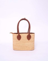 straw bag French Basket Natural Bag, Beach Bag, Handmade Bag, Morocco Bag, Moroc - £55.46 GBP