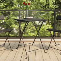 Folding Bistro Table Black PE rattan, powder-coated steel Medium - $2,245.92 MXN