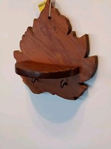 Leaf Wall Shelf Vintage Handcrafted Wood Design 2 Hooks For Hanging Smal... - $15.84