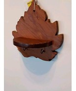Leaf Wall Shelf Vintage Handcrafted Wood Design 2 Hooks For Hanging Smal... - $22.24 CAD