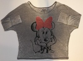 Disneyland Disney Girls Women Top Shirt 3/4 Sleeve Minnie Mouse Pink Glitter Bow - £19.60 GBP