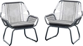 Lydia Outdoor Wicker Club Chairs, Gray/White/Gray, Set Of 2. Christopher Knight - £232.39 GBP