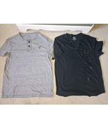 American Eagle And Express Mens Henley Shirt Lot Size M 100% Cotton Blac... - £15.75 GBP