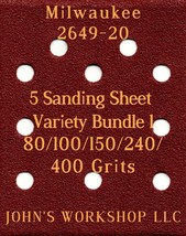 Milwaukee 2649-20 - 80/100/150/240/400 Grits - 5 Sandpaper Variety Bundle I - $4.99